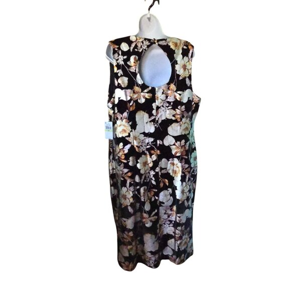 Rachel Roy Floral Sleeveless Velvet Dress Keyhole Back Design Black & Beige NWT - Picture 4 of 16